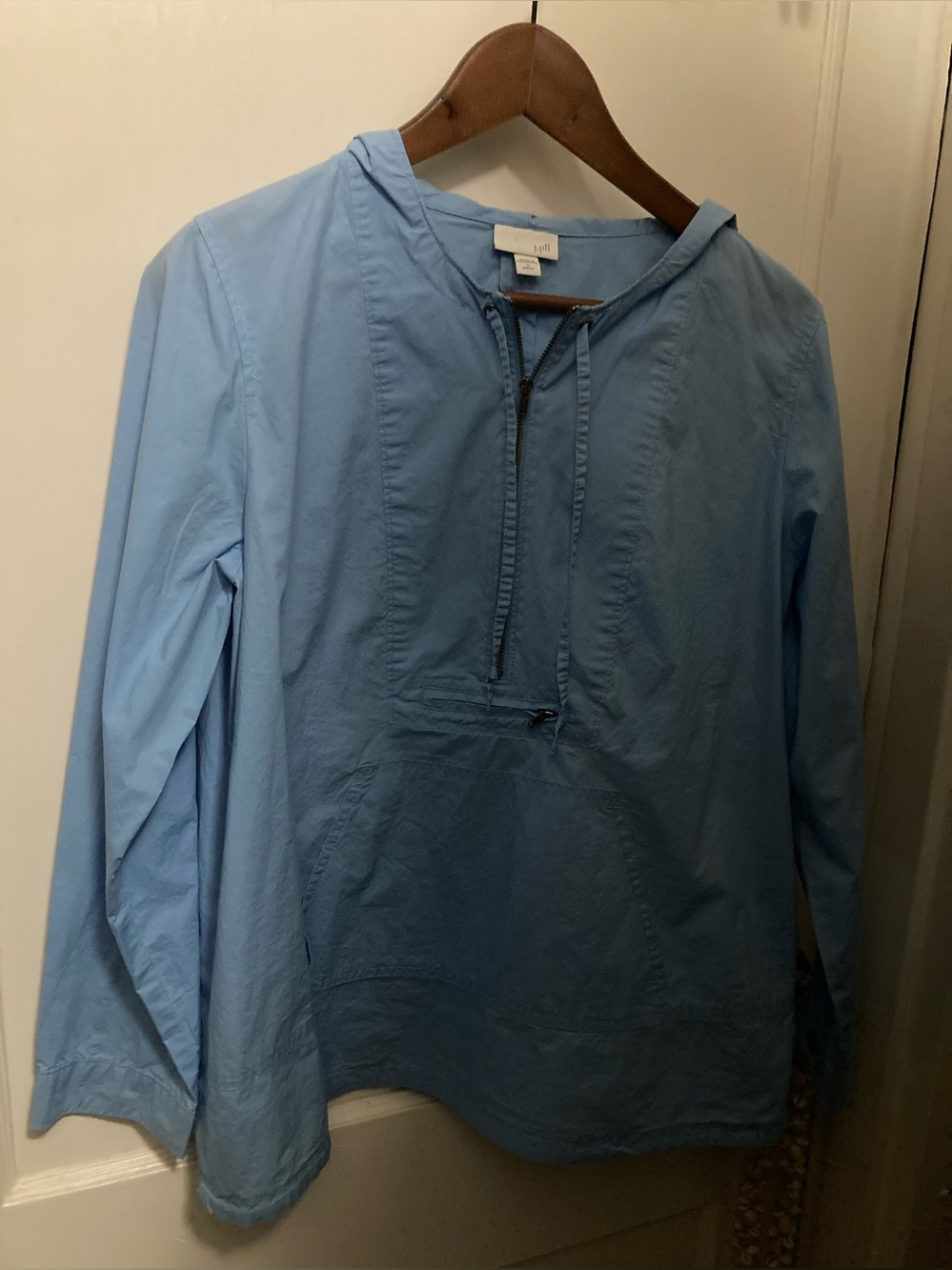 J. Jill Light small missed Blue half zip Hooded 100% cotton Shirt Jacket